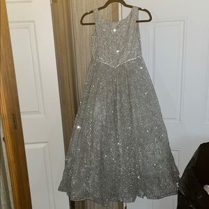 Tiffany Designs Glittering Silver Kids Dress